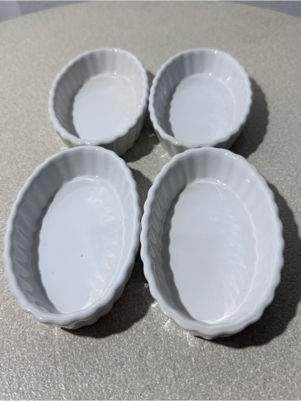 White Ceramic Oval Ramekin Set - Home Kitchen Bakeware - Picture 4 of 5